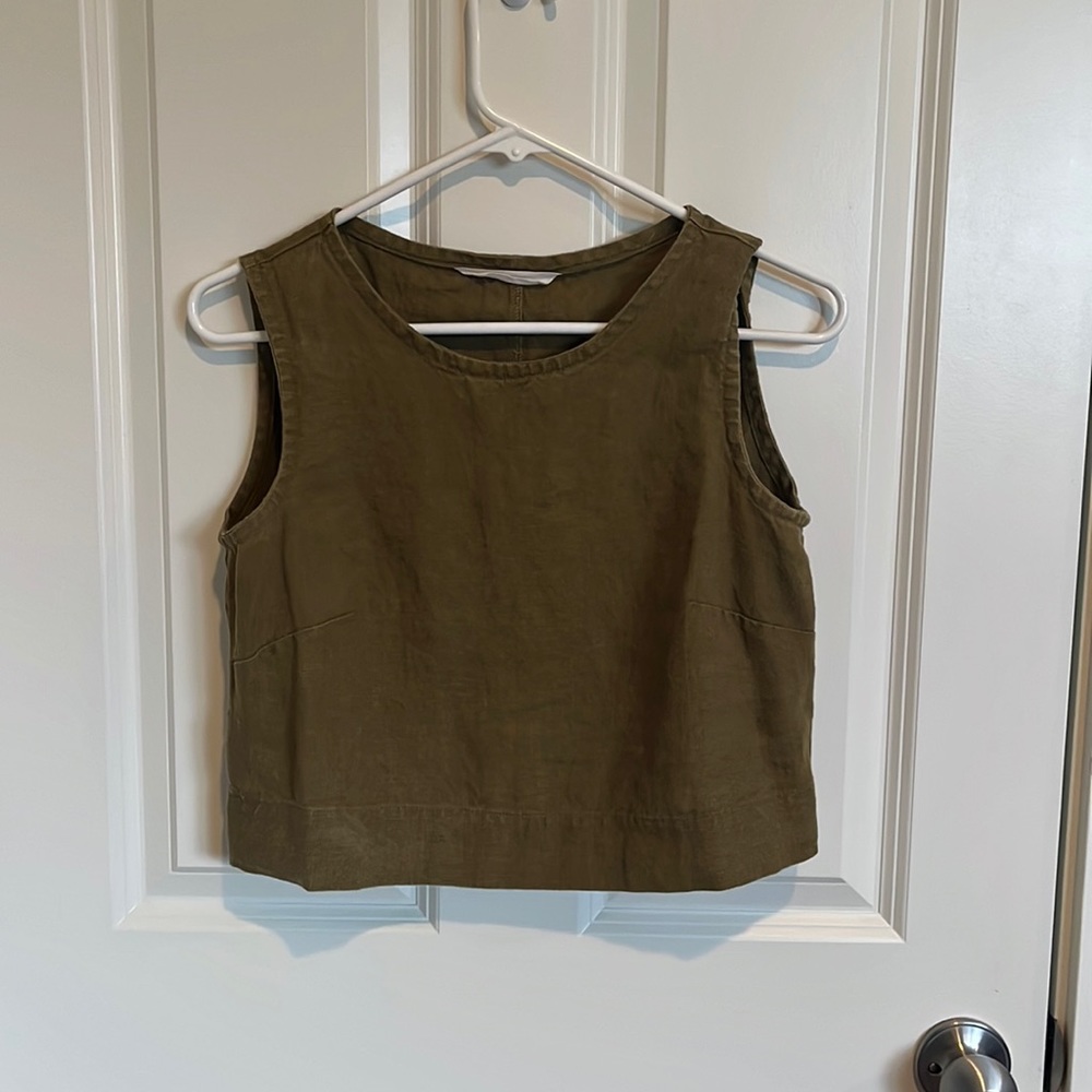 Elizabeth Suzann Petra crop olive midweight linen XS